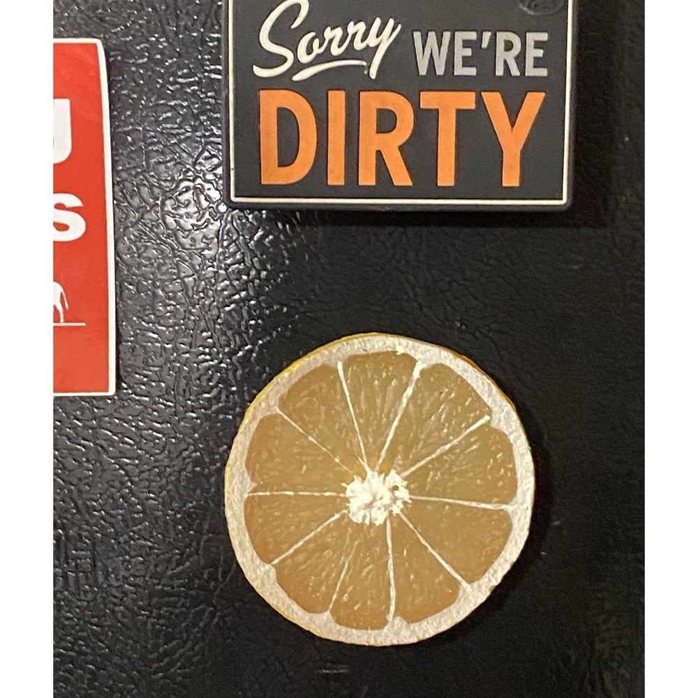 Vintage Realistic Lemon Slice Refrigerator Magnet Rubber 1980's